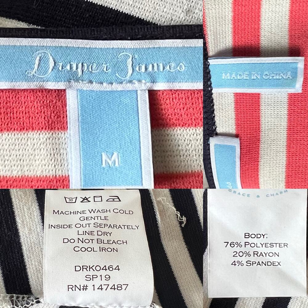 Draper James Women's Blue Pink White Stripe Ponte Knit Fit & Flare Dress Size M - Picture 12 of 13
